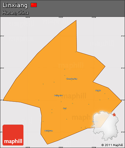 Political Simple Map of Linxiang, cropped outside