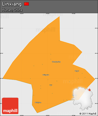 Political Simple Map of Linxiang, single color outside