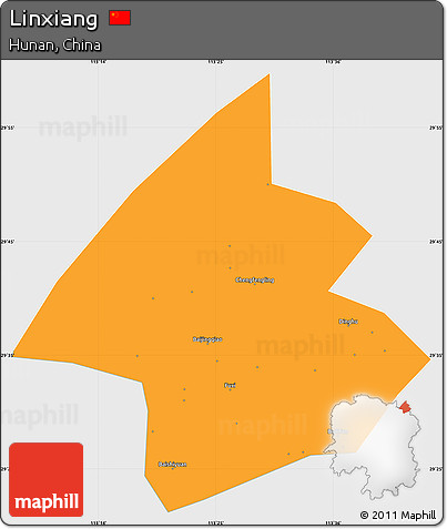 Political Simple Map of Linxiang, single color outside