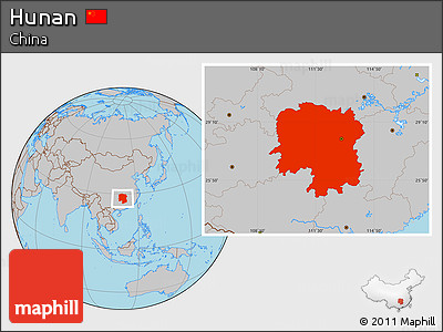 Gray Location Map of Hunan