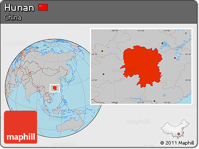 Gray Location Map of Hunan