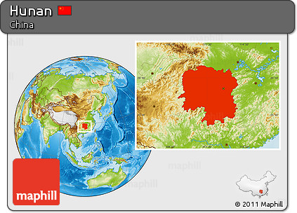 Physical Location Map of Hunan