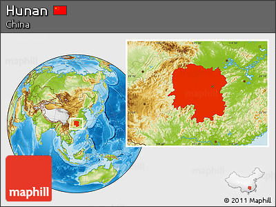Physical Location Map of Hunan
