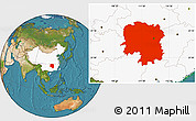 Satellite Location Map of Hunan, highlighted country