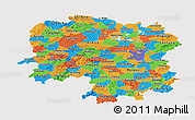 Political Panoramic Map of Hunan, cropped outside