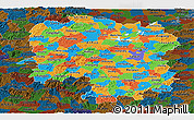 Political Panoramic Map of Hunan, darken