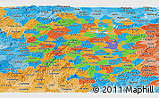 Political Panoramic Map of Hunan, political shades outside