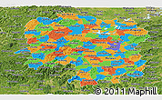 Political Panoramic Map of Hunan, satellite outside