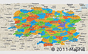 Political Panoramic Map of Hunan, shaded relief outside