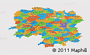 Political Panoramic Map of Hunan, single color outside