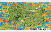 Satellite Panoramic Map of Hunan, political outside