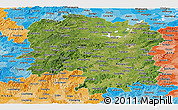 Satellite Panoramic Map of Hunan, political shades outside
