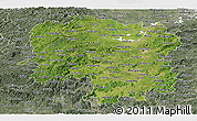 Satellite Panoramic Map of Hunan, semi-desaturated