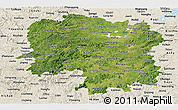 Satellite Panoramic Map of Hunan, shaded relief outside