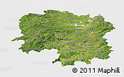 Satellite Panoramic Map of Hunan, single color outside