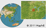Satellite Location Map of Pingjiang
