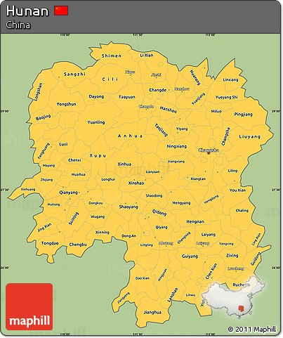 Savanna Style Simple Map of Hunan, cropped outside