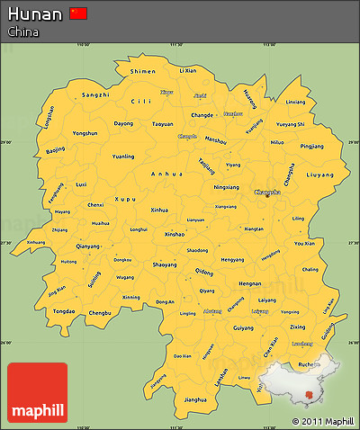 Savanna Style Simple Map of Hunan, cropped outside
