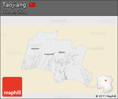 Classic Style 3D Map of Taojiang, single color outside