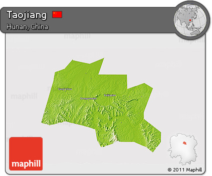 Physical 3D Map of Taojiang, cropped outside