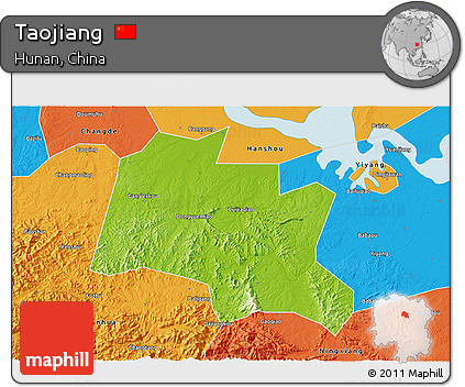 Physical 3D Map of Taojiang, political outside