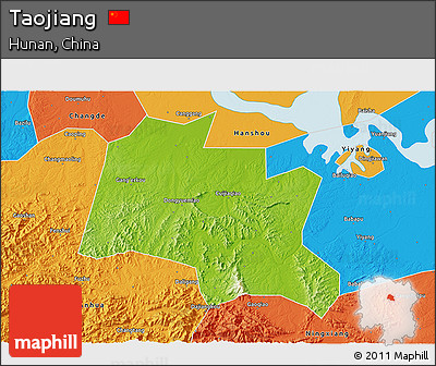 Physical 3D Map of Taojiang, political outside