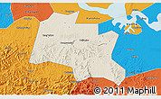 Shaded Relief 3D Map of Taojiang, political outside
