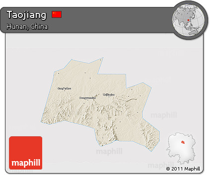 Shaded Relief 3D Map of Taojiang, single color outside