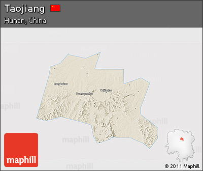 Shaded Relief 3D Map of Taojiang, single color outside