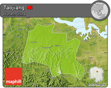Physical Map of Taojiang, satellite outside