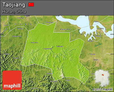 Physical Map of Taojiang, satellite outside