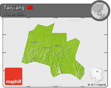 Physical Map of Taojiang, single color outside
