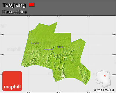 Physical Map of Taojiang, single color outside