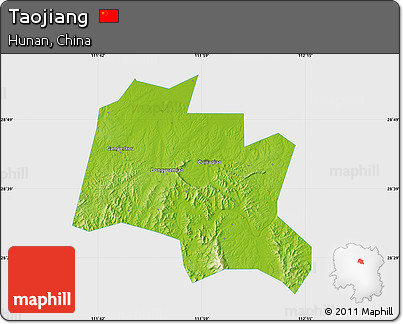 Physical Map of Taojiang, single color outside