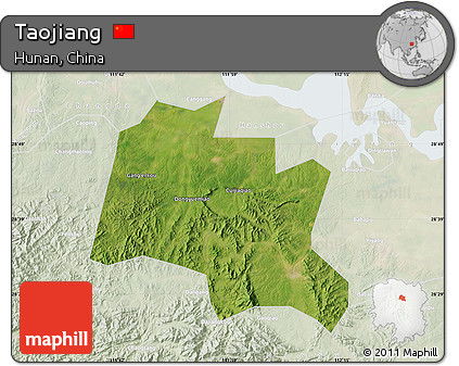 Satellite Map of Taojiang, lighten