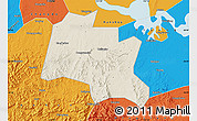 Shaded Relief Map of Taojiang, political outside