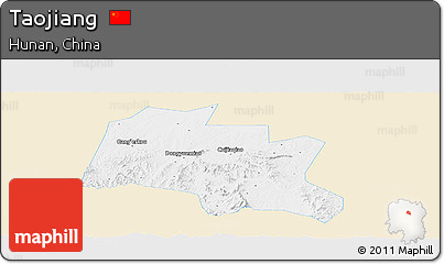 Classic Style Panoramic Map of Taojiang, single color outside