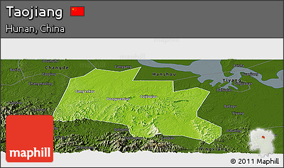 Physical Panoramic Map of Taojiang, darken