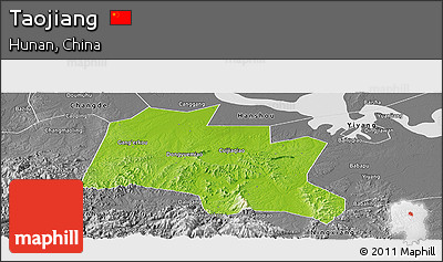 Physical Panoramic Map of Taojiang, desaturated