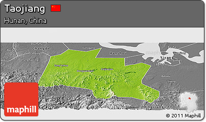 Physical Panoramic Map of Taojiang, desaturated