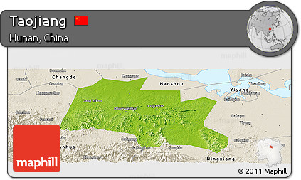 Physical Panoramic Map of Taojiang, shaded relief outside