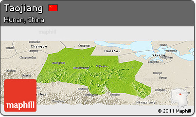 Physical Panoramic Map of Taojiang, shaded relief outside