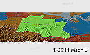 Political Panoramic Map of Taojiang, darken