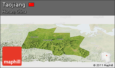 Satellite Panoramic Map of Taojiang, lighten