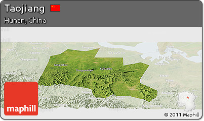 Satellite Panoramic Map of Taojiang, lighten