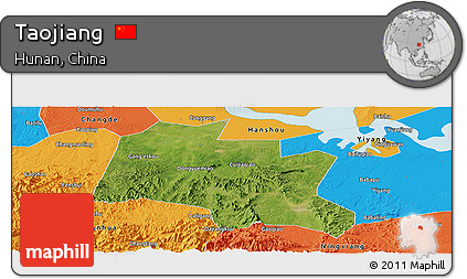 Satellite Panoramic Map of Taojiang, political outside