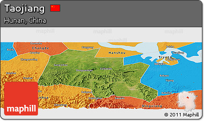 Satellite Panoramic Map of Taojiang, political outside