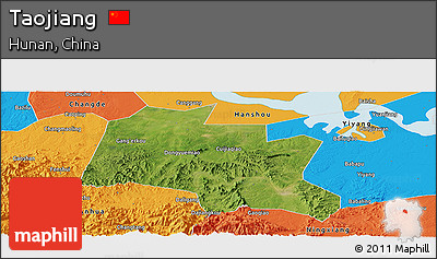 Satellite Panoramic Map of Taojiang, political outside
