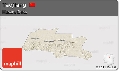 Shaded Relief Panoramic Map of Taojiang, cropped outside