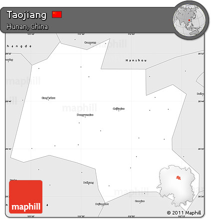 Silver Style Simple Map of Taojiang